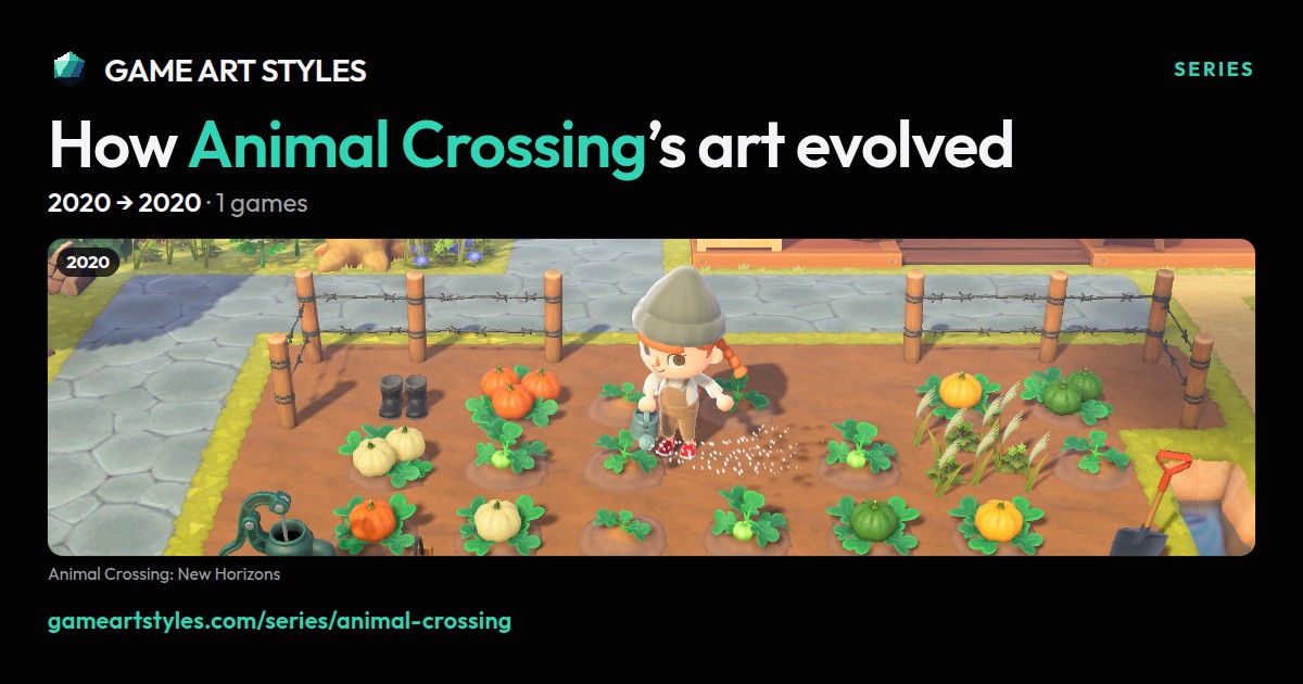 Animal Crossing art evolution poster, 2020 to 2020