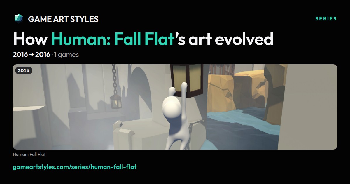 Human: Fall Flat art evolution poster, 2016 to 2016