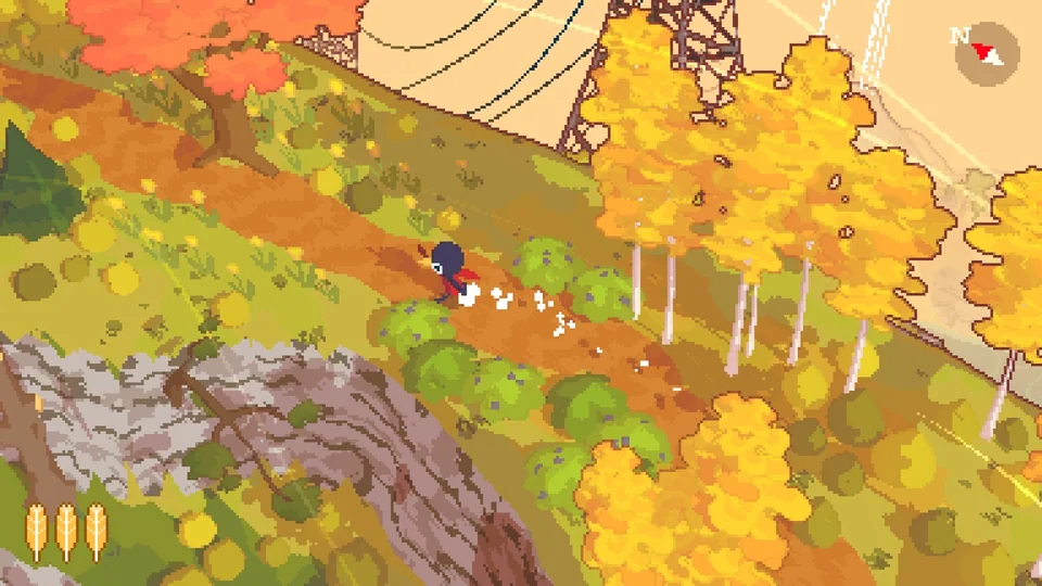 A Short Hike screenshot: low-poly, three-quarter, black outlines, two-tone cel (environment)