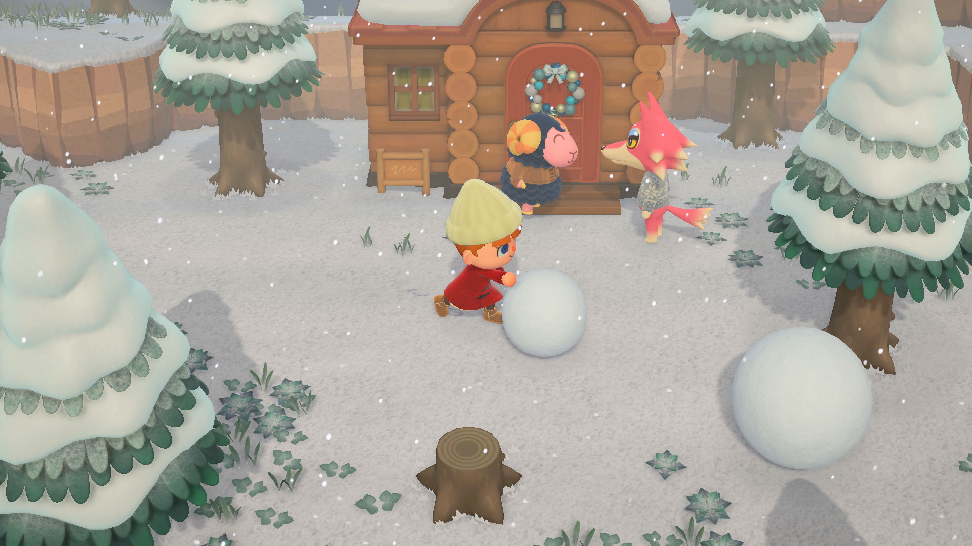 Animal Crossing: New Horizons screenshot: stylized 3d, third-person, three-quarter, no outlines, soft gradient (environment, character)