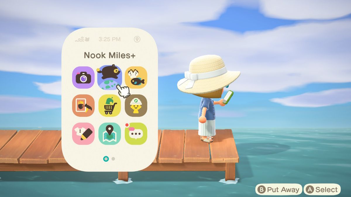 Animal Crossing: New Horizons screenshot: stylized 3d, third-person, three-quarter, no outlines, soft gradient (ui / menu, environment, character)