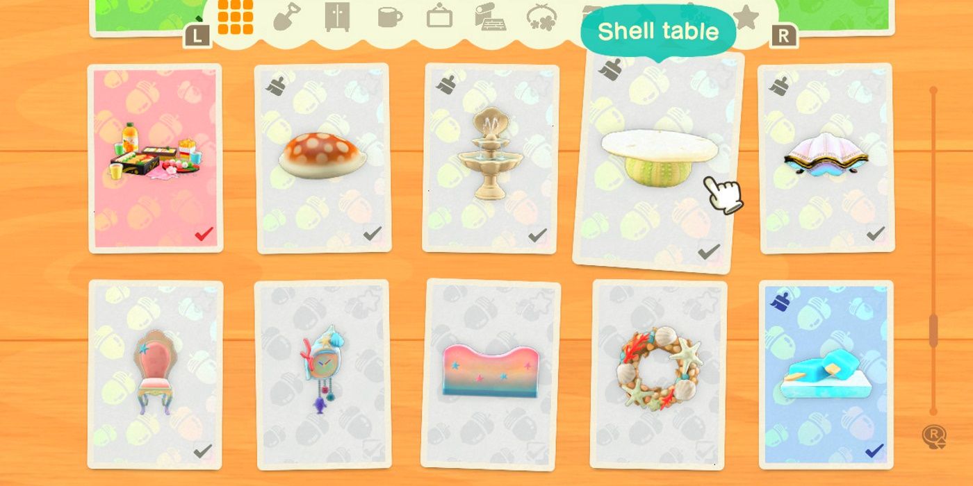 Animal Crossing: New Horizons screenshot: stylized 3d, third-person, three-quarter, no outlines, soft gradient (ui / menu)