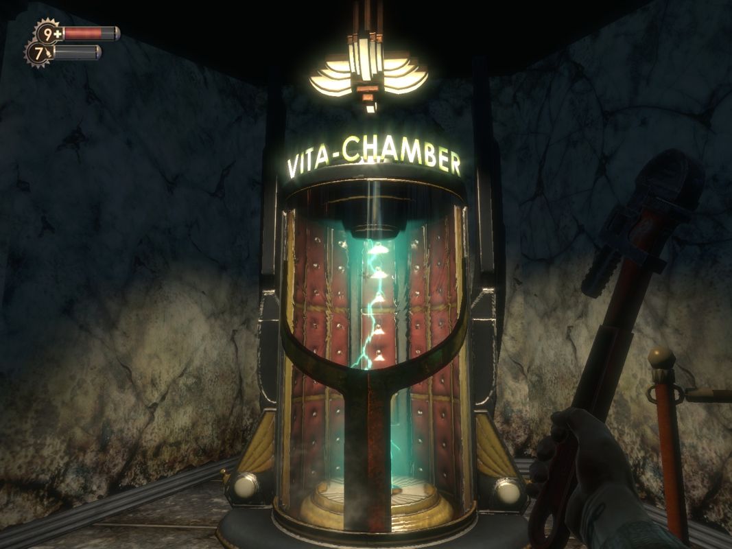 BioShock screenshot: realistic, first-person, no outlines, soft gradient (environment)