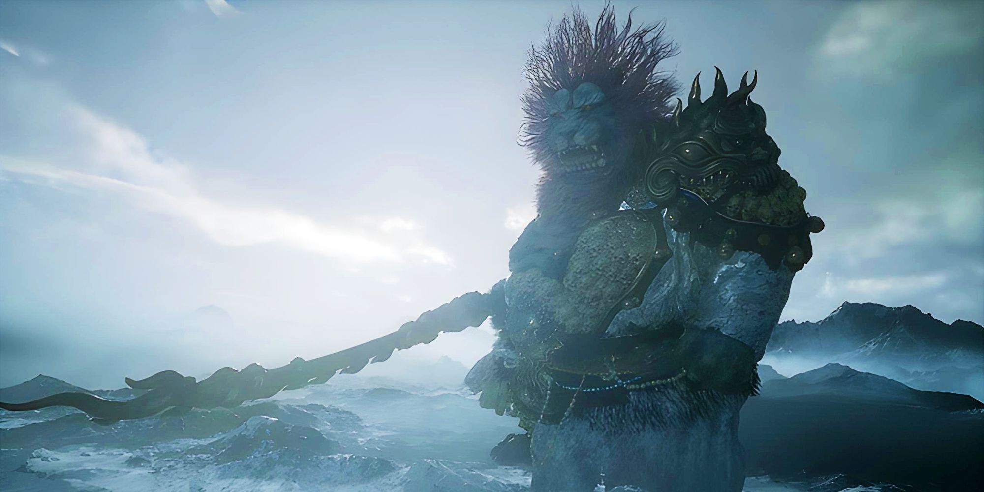 Black Myth: Wukong screenshot: realistic, third-person, no outlines, realistic lighting (environment, character, cutscene)