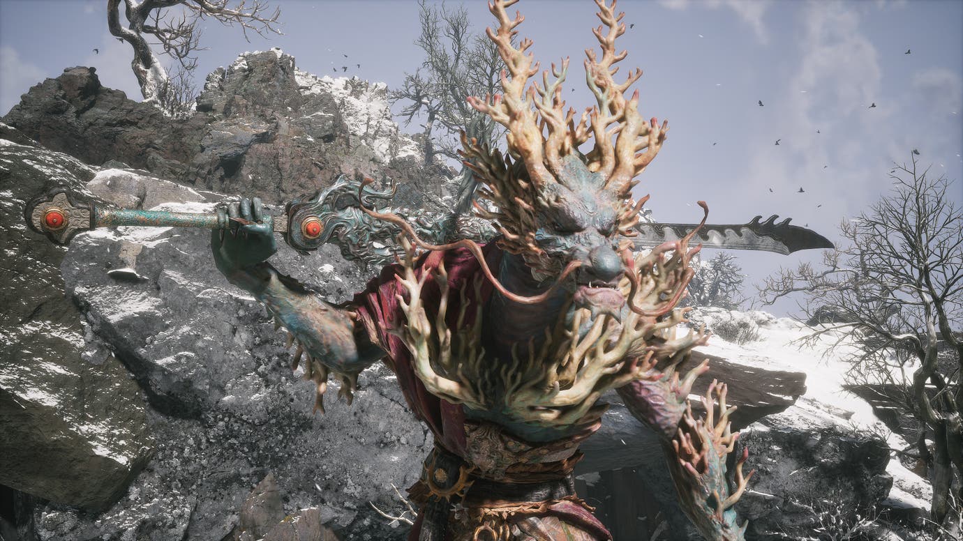 Black Myth: Wukong screenshot: realistic, third-person, no outlines, realistic lighting (environment, character, cutscene)
