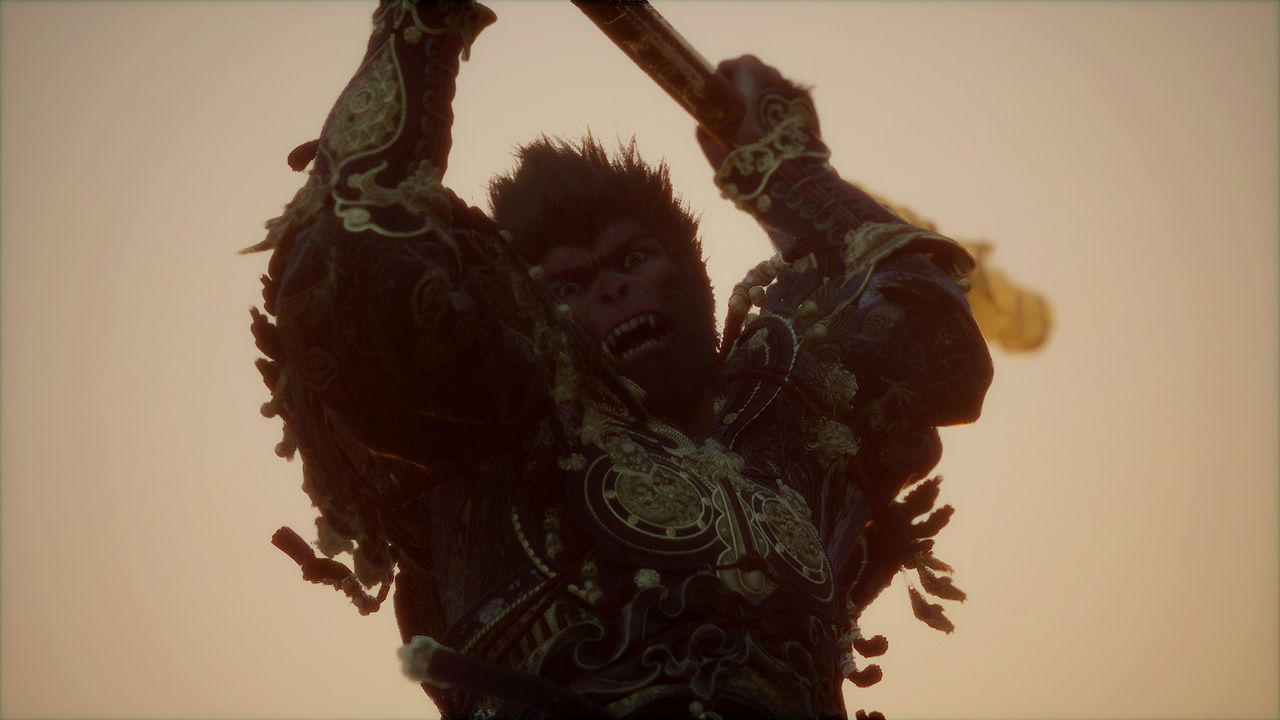 Black Myth: Wukong screenshot: realistic, third-person, no outlines, realistic lighting (character, cutscene)