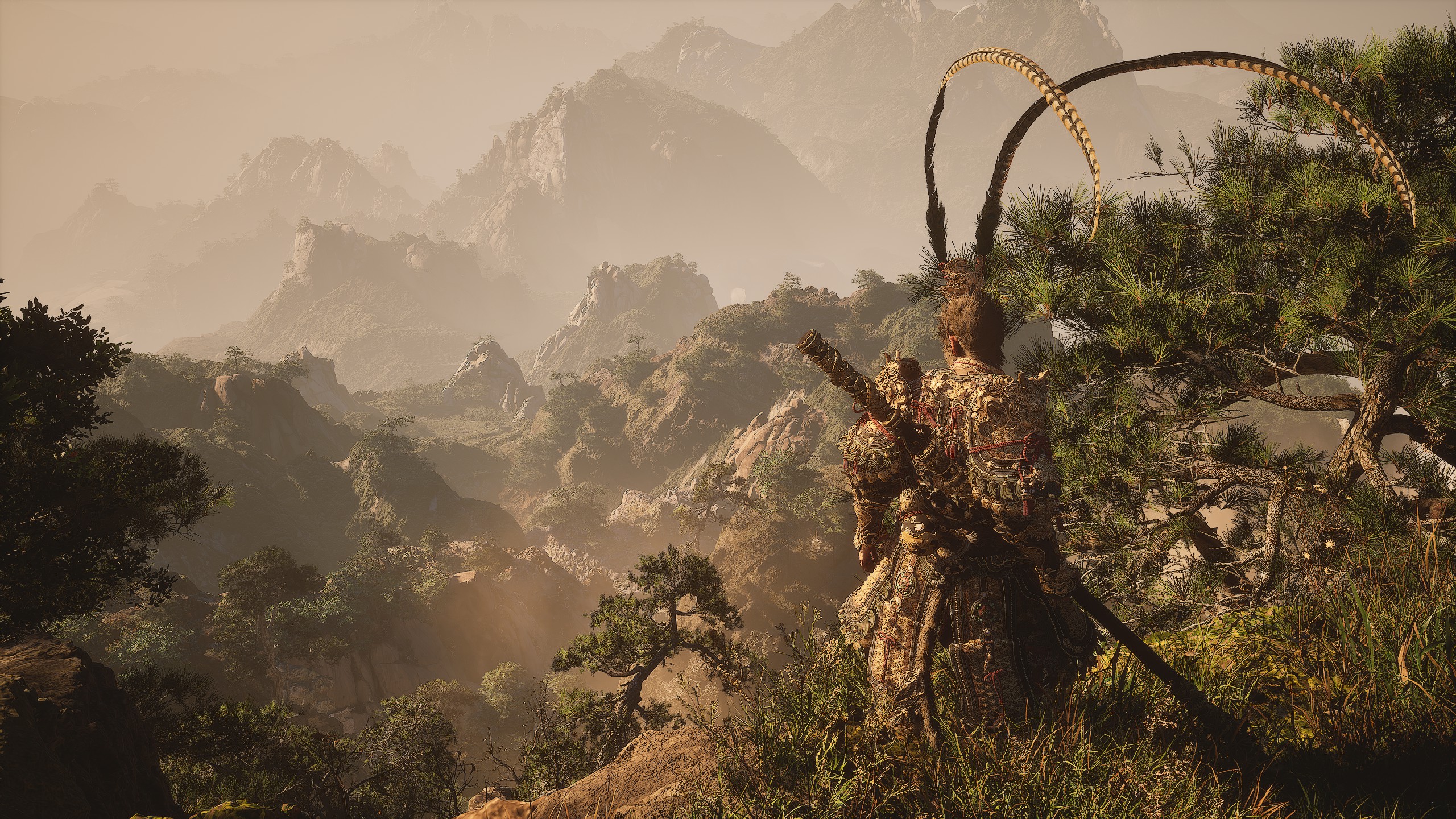 Black Myth: Wukong screenshot: realistic, third-person, no outlines, realistic lighting (environment, character)