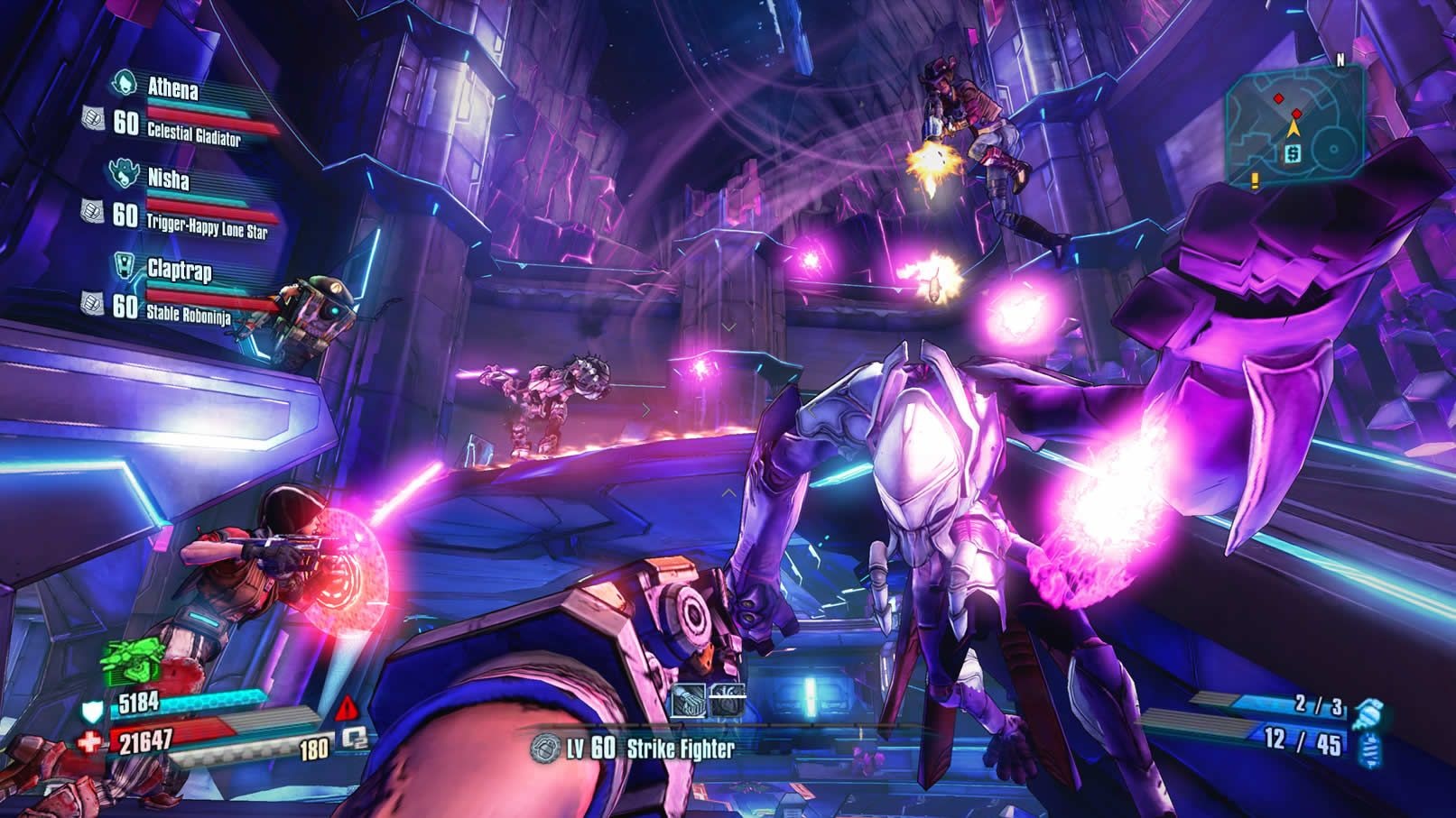 Borderlands: The Handsome Collection screenshot: cel-shaded, first-person, black outlines, soft gradient (character, combat)