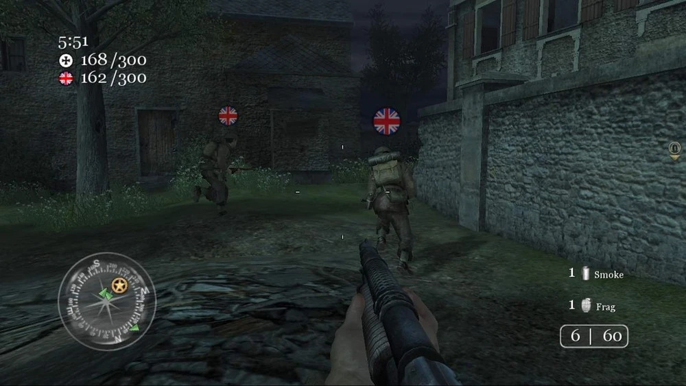 Call of Duty 2 screenshot: realistic, first-person, no outlines (environment)