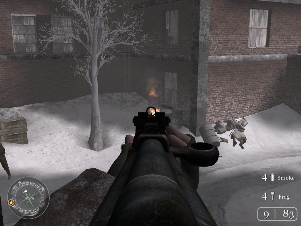Call of Duty 2 screenshot: realistic, first-person, no outlines (environment, combat)