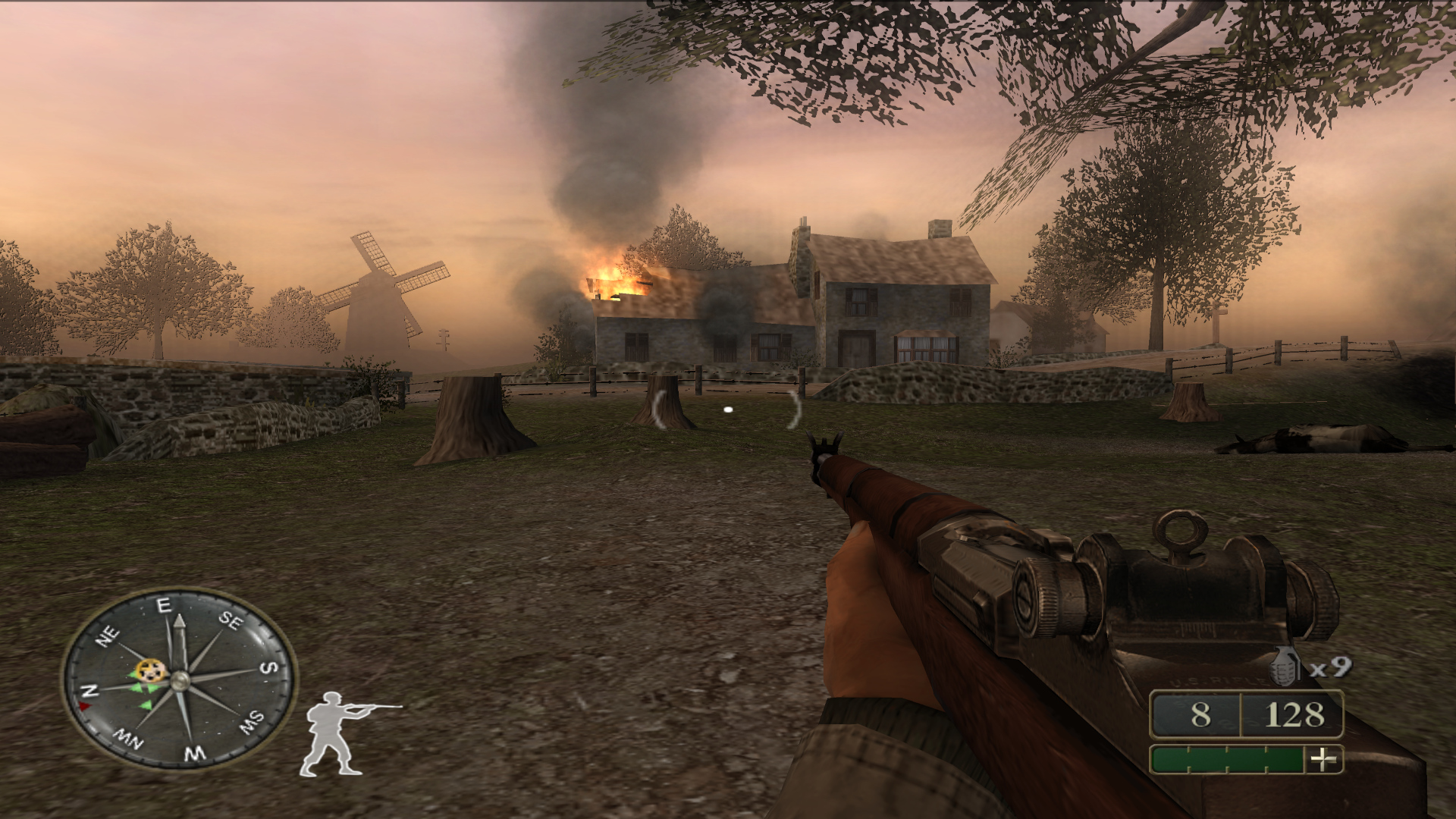 Call of Duty 2: Big Red One screenshot: realistic, first-person, no outlines (environment)