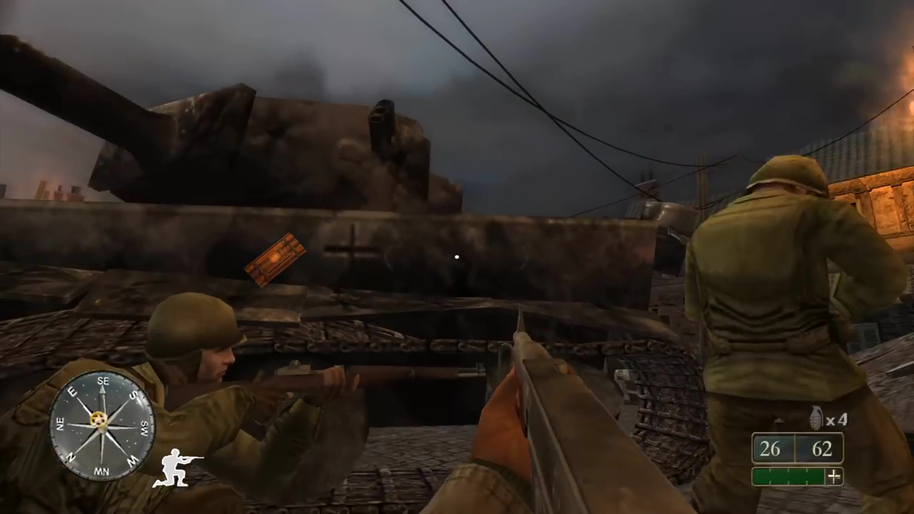 Call of Duty 2: Big Red One screenshot: realistic, first-person, no outlines (character, combat)
