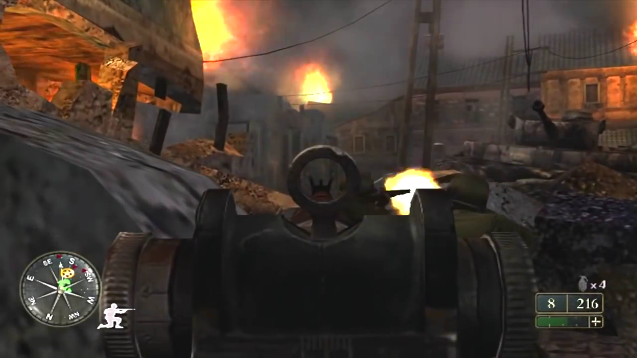 Call of Duty 2: Big Red One screenshot: realistic, first-person, no outlines (environment, combat)