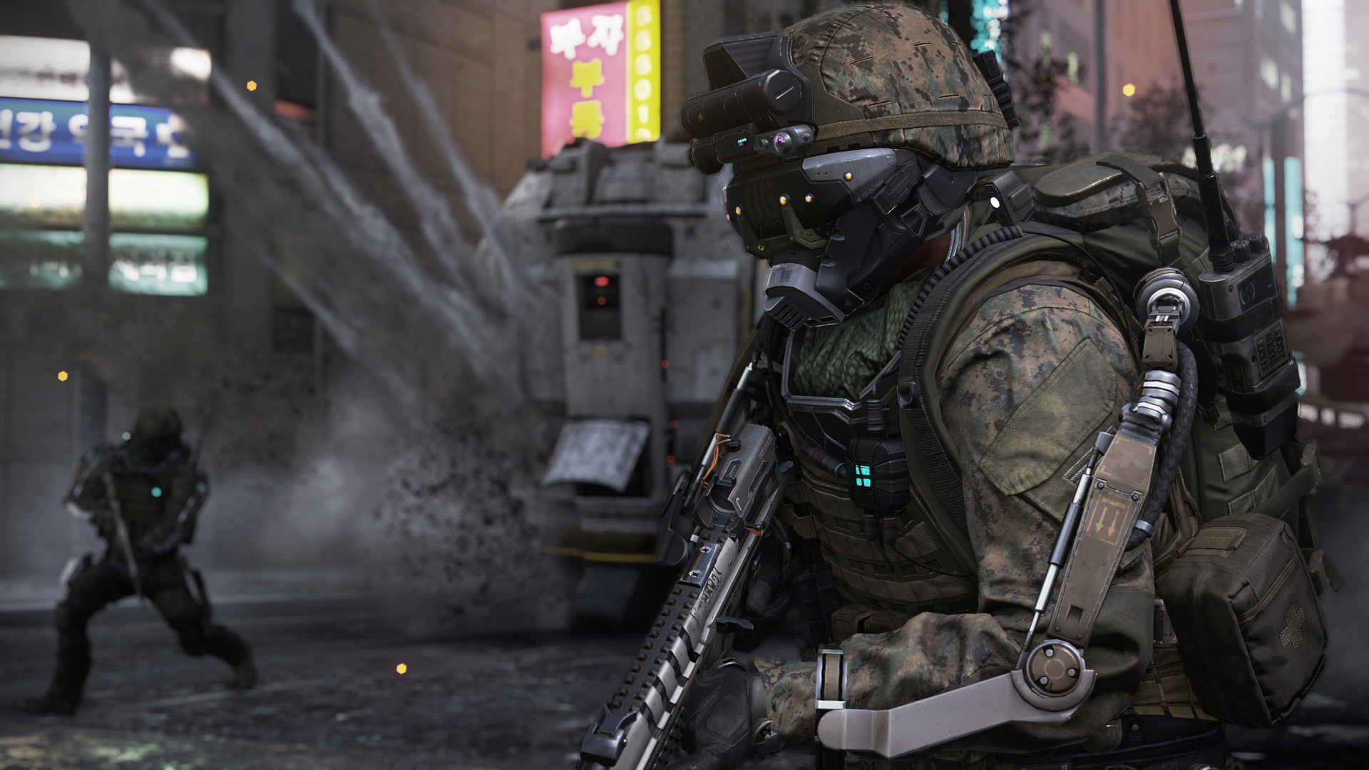 Call of Duty: Advanced Warfare screenshot: realistic, first-person, no outlines, realistic lighting (character, environment)