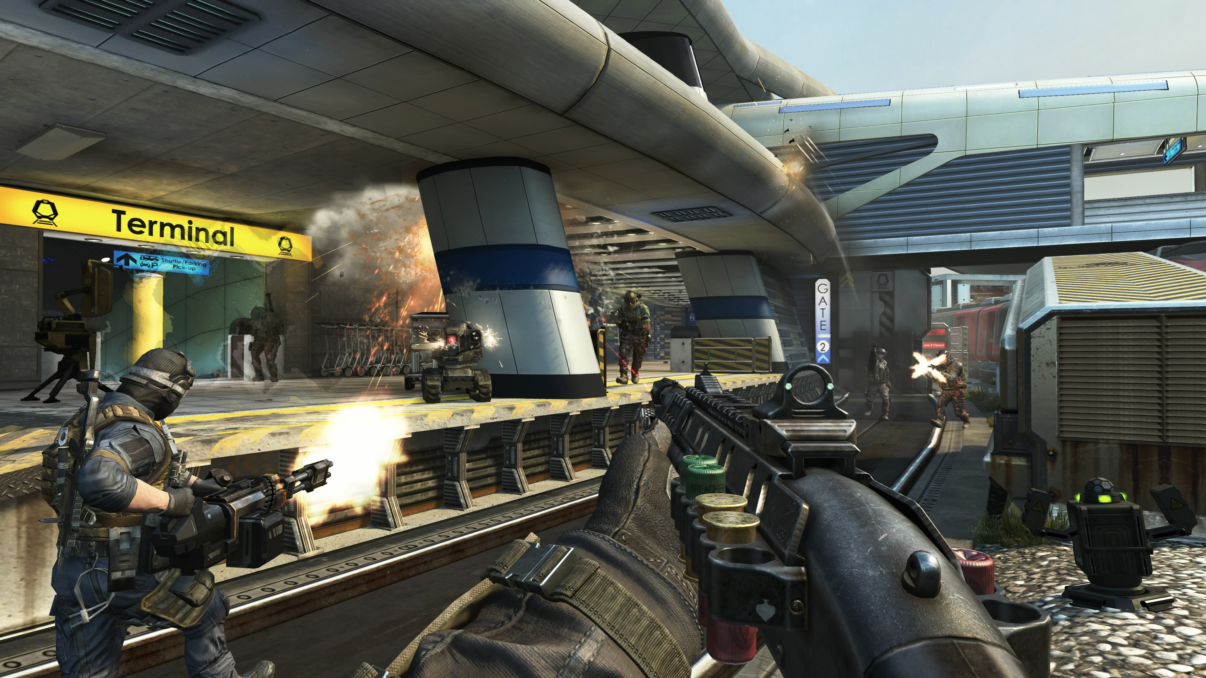 Call of Duty: Black Ops II screenshot: realistic, first-person, no outlines, realistic lighting (environment, combat)