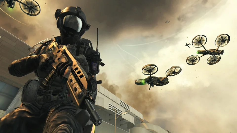 Call of Duty: Black Ops II screenshot: realistic, first-person, no outlines, realistic lighting (character)