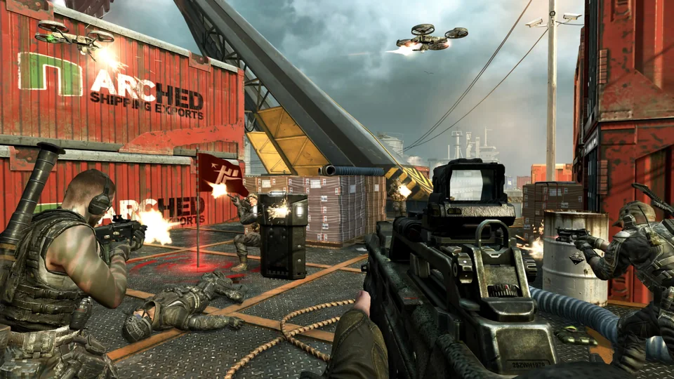 Call of Duty: Black Ops II screenshot: realistic, first-person, no outlines, realistic lighting (environment, combat)