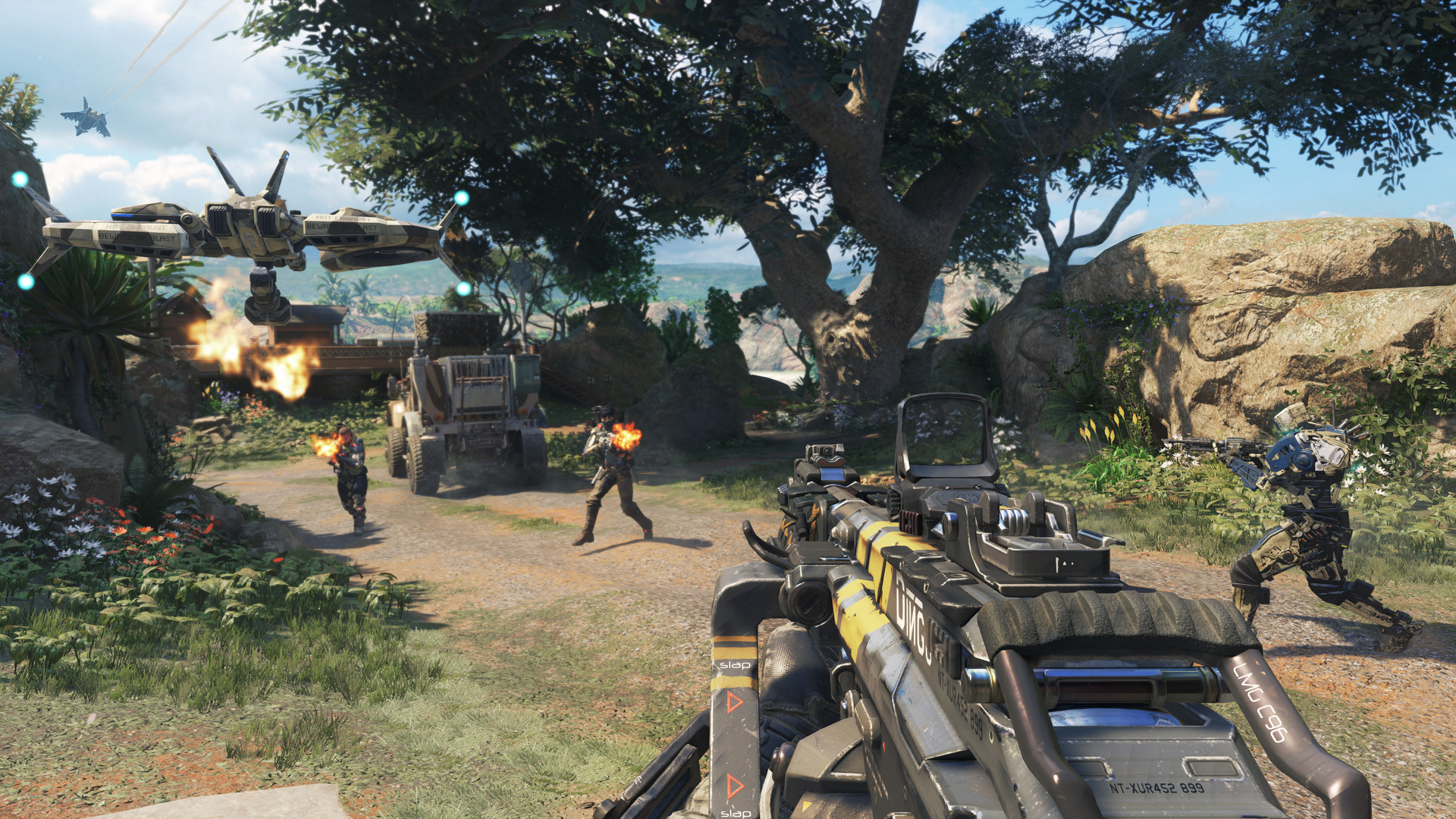 Call of Duty: Black Ops III screenshot: realistic, first-person, no outlines, realistic lighting (environment, combat)