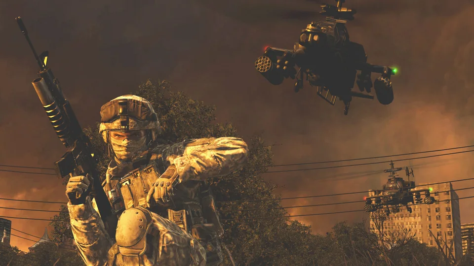Call of Duty: Modern Warfare 2 screenshot: realistic, first-person, no outlines, realistic lighting (character, environment)