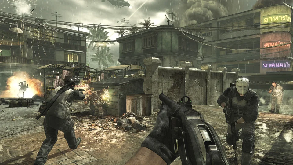 Call of Duty: Modern Warfare 3 screenshot: realistic, first-person, no outlines, realistic lighting (environment, combat)