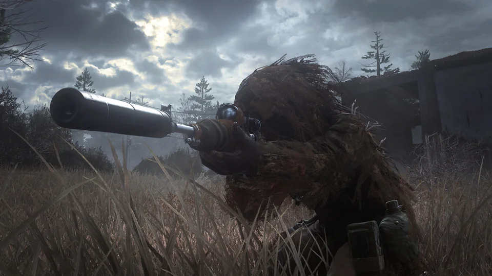Call of Duty: Modern Warfare Remastered screenshot: realistic, first-person, no outlines, realistic lighting (character, environment)