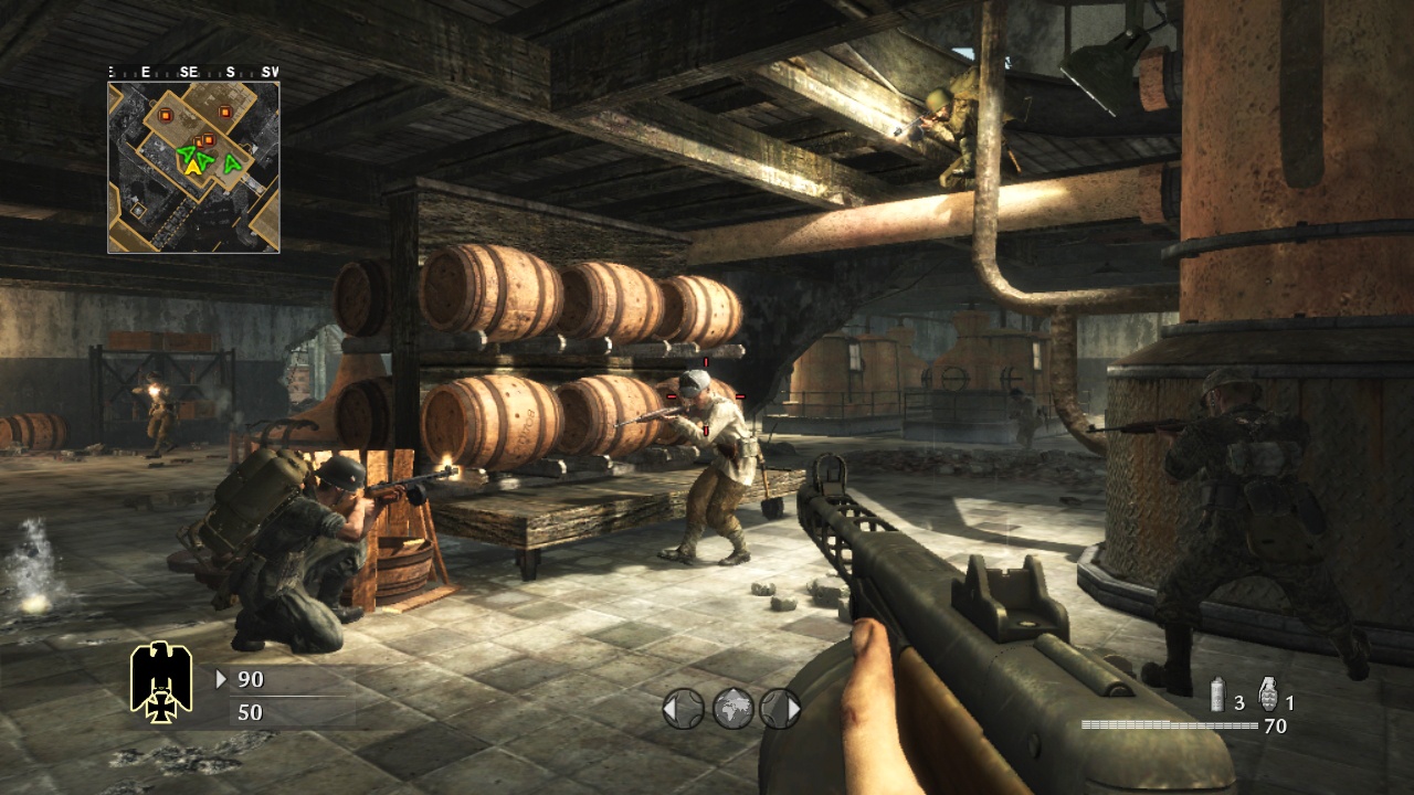 Call of Duty: World at War screenshot: realistic, first-person, no outlines, realistic lighting (environment, combat)