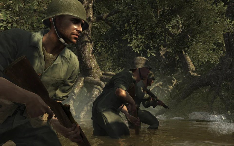 Call of Duty: World at War screenshot: realistic, first-person, no outlines, realistic lighting (character, environment)