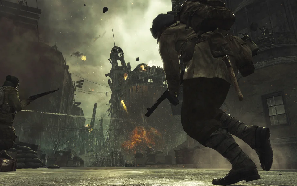 Call of Duty: World at War screenshot: realistic, first-person, no outlines, realistic lighting (combat, environment)