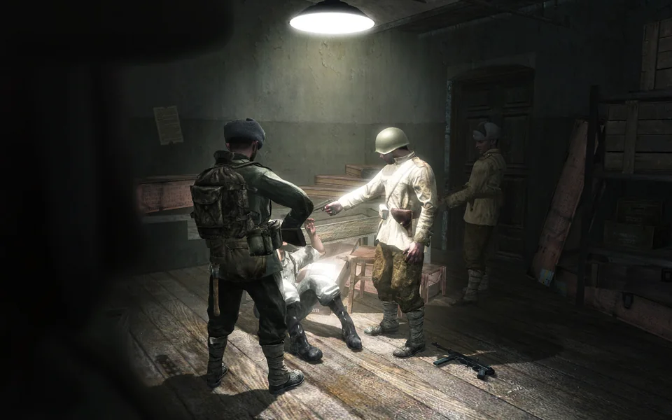 Call of Duty: World at War screenshot: realistic, first-person, no outlines, realistic lighting (character, cutscene)