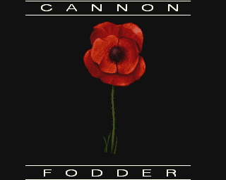 Cannon Fodder screenshot: pixel art, three-quarter, dithered shading (ui / menu)