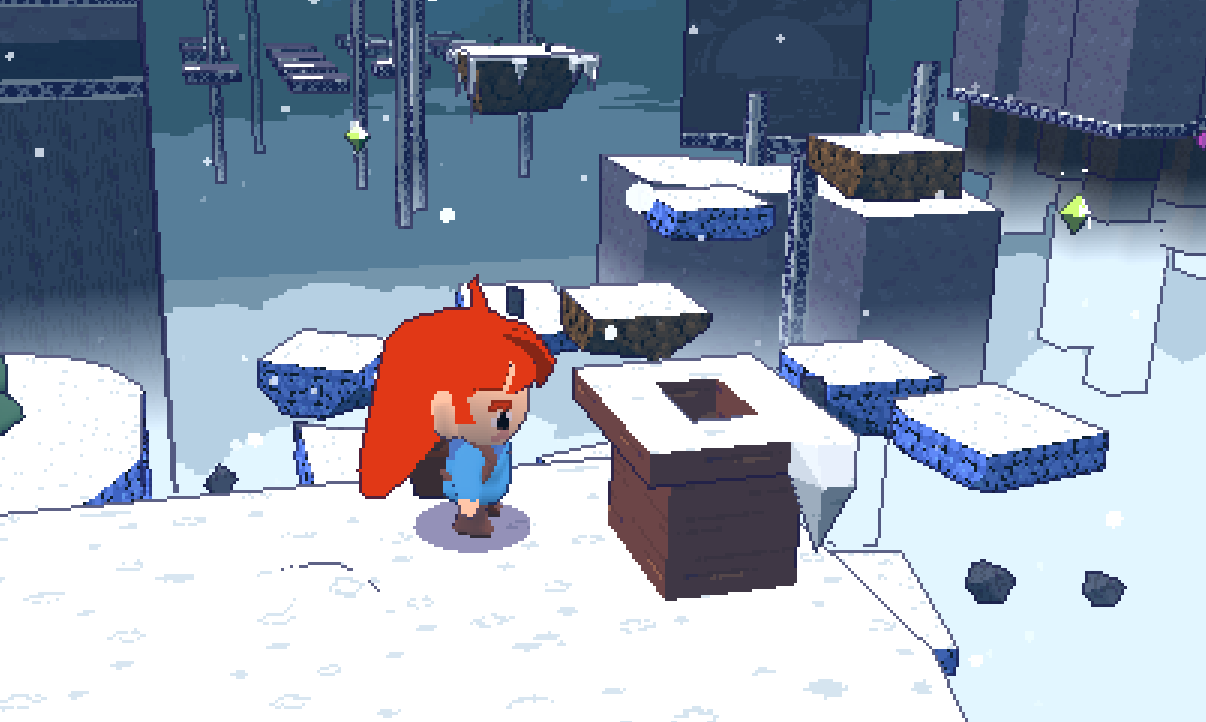 Celeste 64: Fragments of the Mountain screenshot: low-poly, retro 3d, third-person (environment, character)