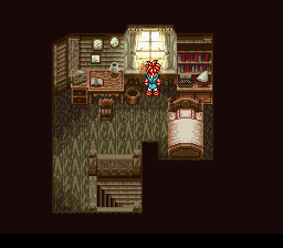 Chrono Trigger screenshot: pixel art, three-quarter, black outlines, baked lighting (environment)