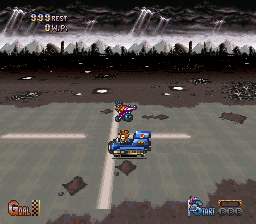 BS Chrono Trigger: Jet Bike Special screenshot: pixel art, third-person (environment, combat)