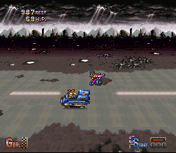 BS Chrono Trigger: Jet Bike Special screenshot: pixel art, third-person (environment, combat)