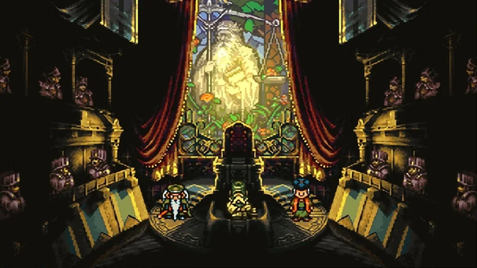 Chrono Trigger (PC) screenshot: pixel art, three-quarter, black outlines, baked lighting (environment)