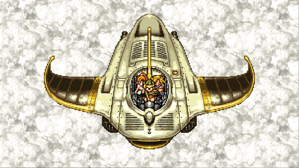 Chrono Trigger (PC) screenshot: pixel art, three-quarter, black outlines, baked lighting (cutscene)
