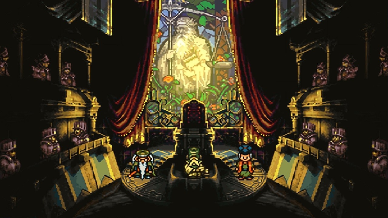 Chrono Trigger (Windows) screenshot: pixel art, three-quarter, black outlines, baked lighting (environment)