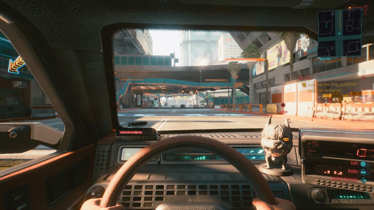 Cyberpunk 2077 screenshot: realistic, first-person, third-person, no outlines, realistic lighting (environment)