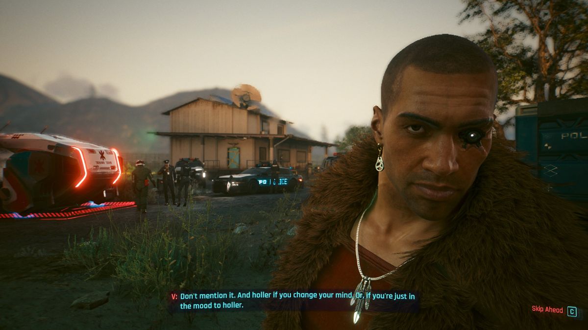 Cyberpunk 2077 screenshot: realistic, first-person, third-person, no outlines, realistic lighting (character, environment, cutscene)