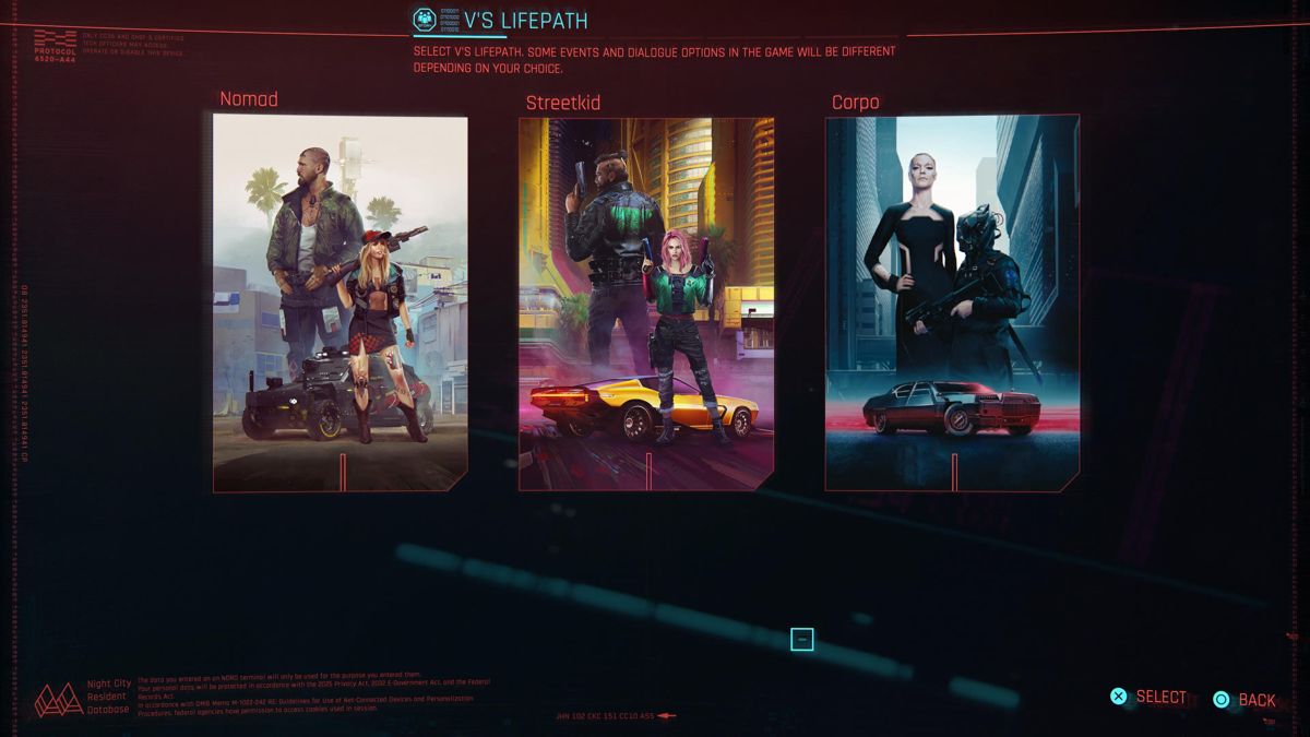 Cyberpunk 2077 screenshot: realistic, first-person, third-person, no outlines, realistic lighting (ui / menu)
