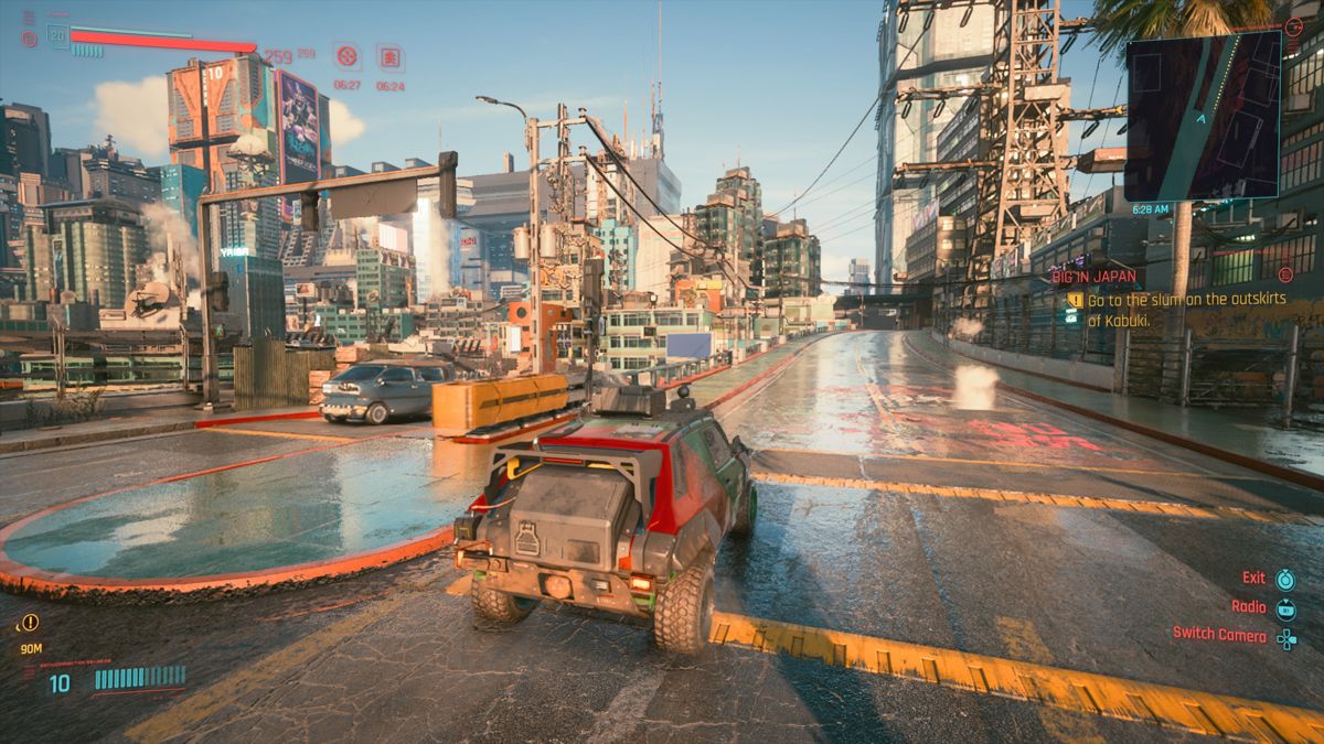 Cyberpunk 2077 screenshot: realistic, first-person, third-person, no outlines, realistic lighting (environment)
