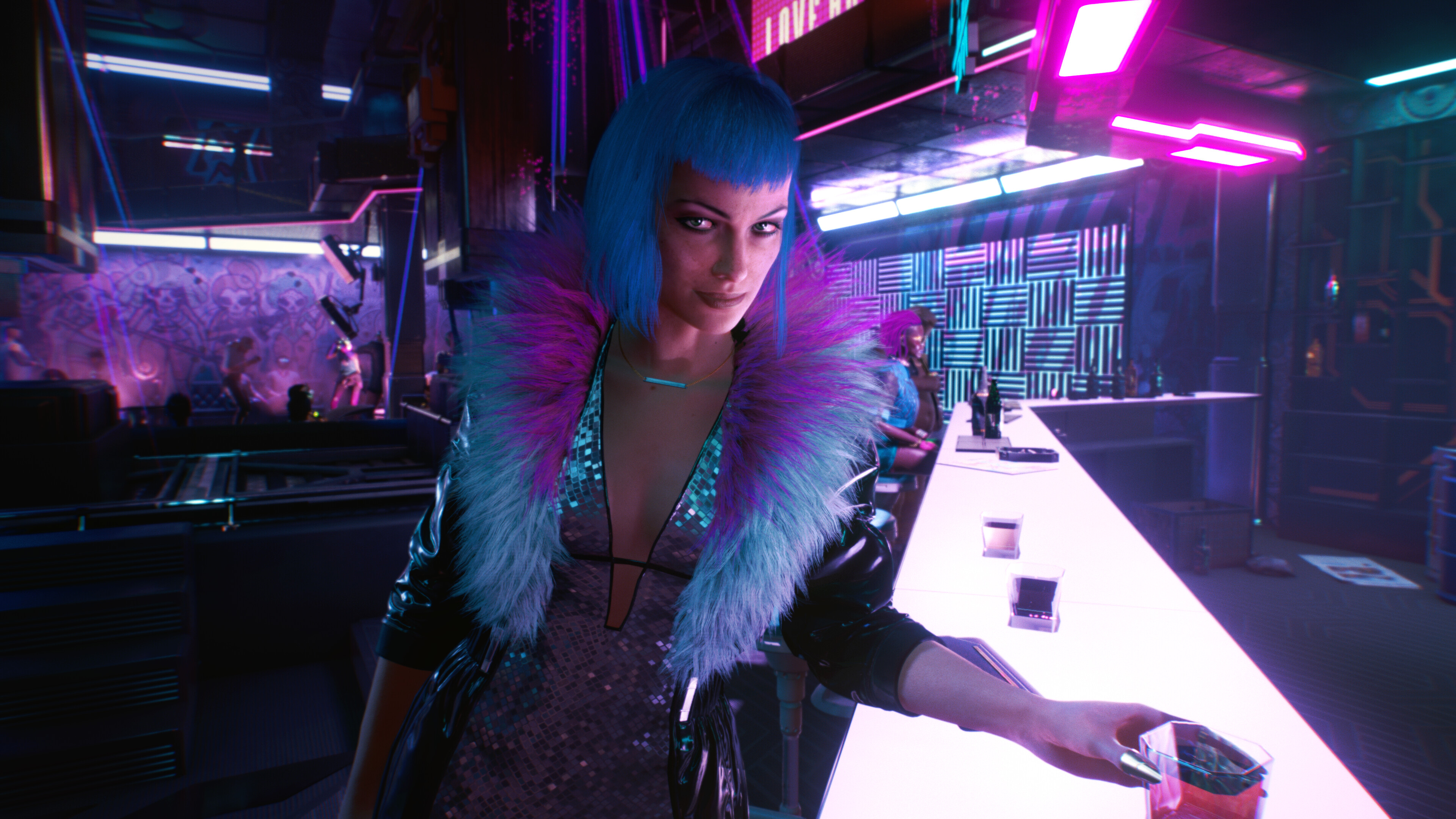 Cyberpunk 2077 screenshot: realistic, first-person, third-person, no outlines, realistic lighting (environment, character, cutscene)