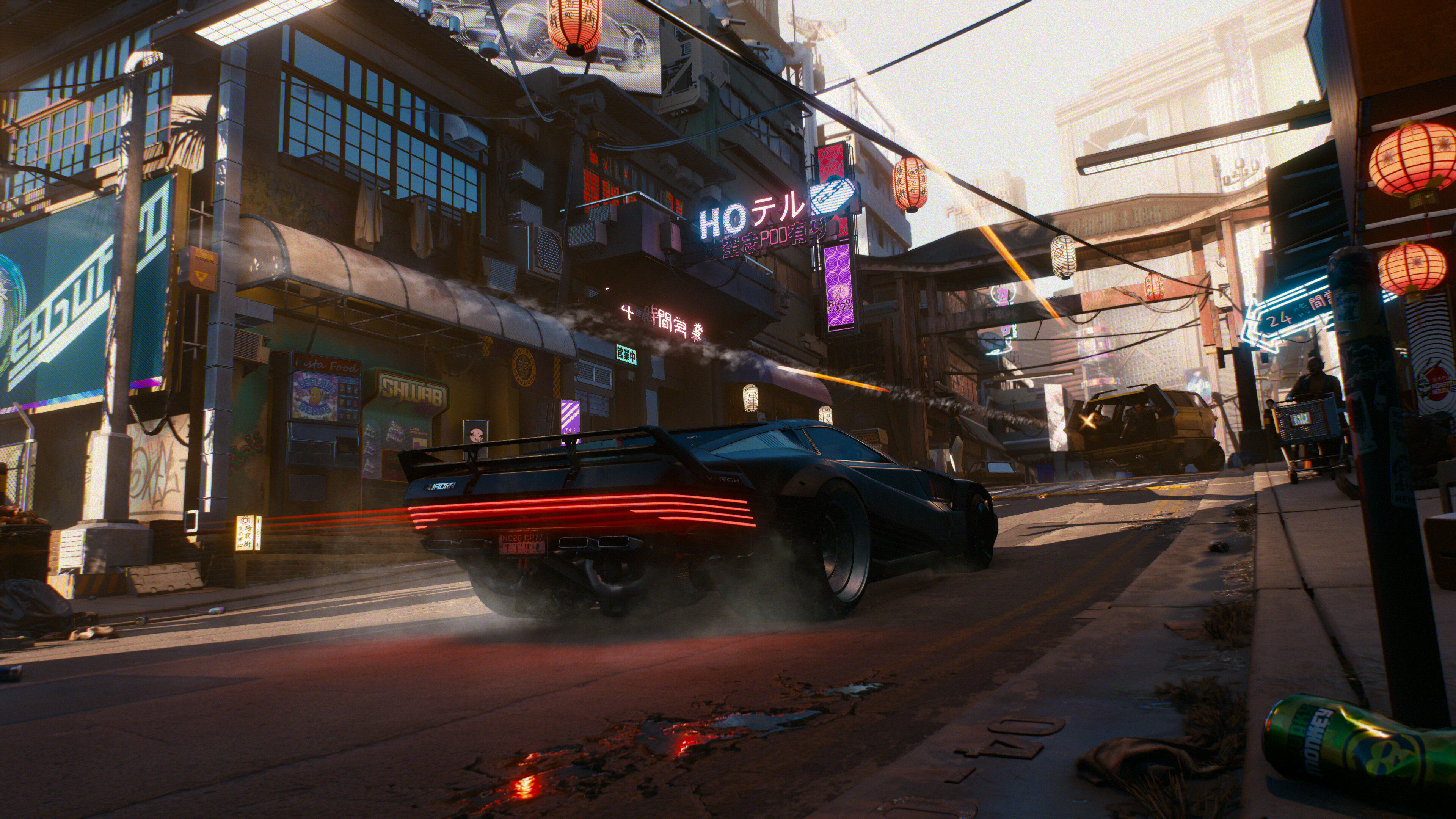 Cyberpunk 2077 screenshot: realistic, first-person, third-person, no outlines, realistic lighting (environment)