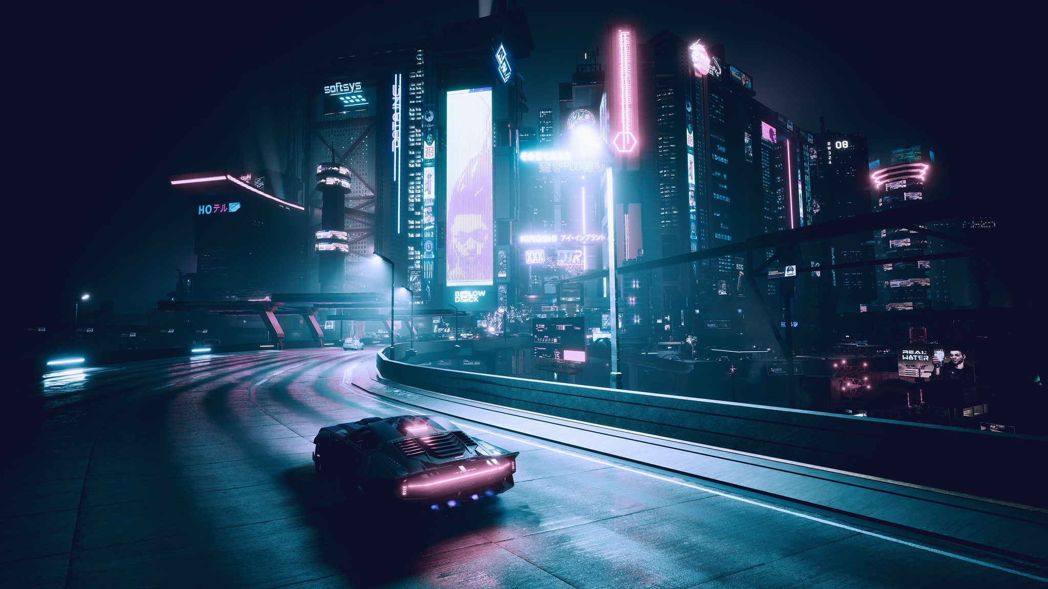 Cyberpunk 2077 screenshot: realistic, first-person, third-person, no outlines, realistic lighting (environment)