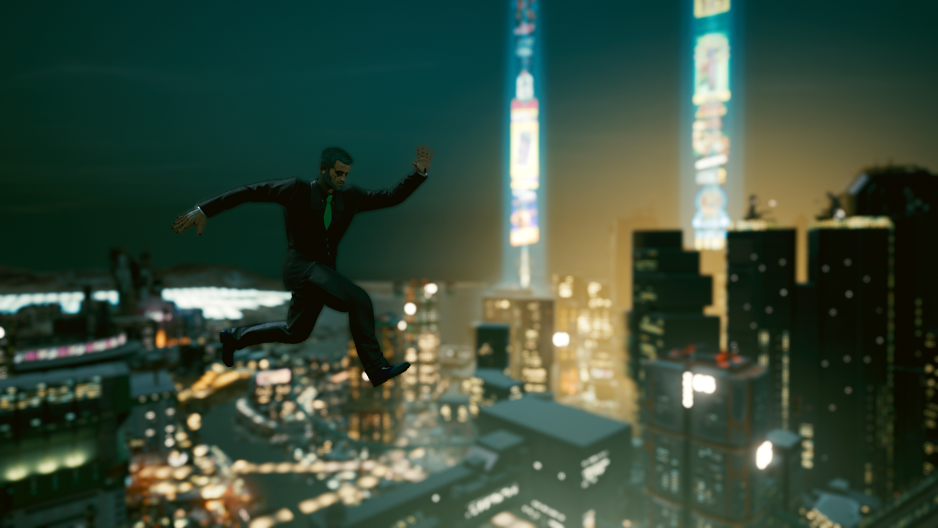 Cyberpunk 2077 screenshot: realistic, first-person, third-person, no outlines, realistic lighting (character, environment)