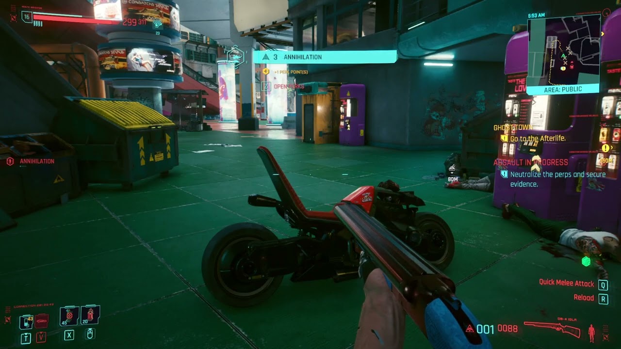 Cyberpunk 2077 screenshot: realistic, first-person, third-person, no outlines, realistic lighting (environment)