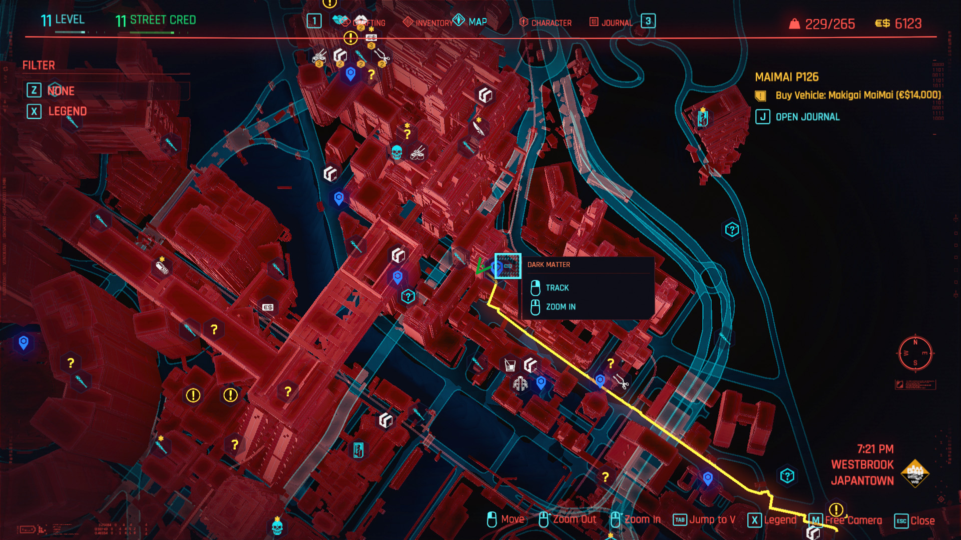 Cyberpunk 2077 screenshot: realistic, first-person, third-person, no outlines, realistic lighting (ui / menu)