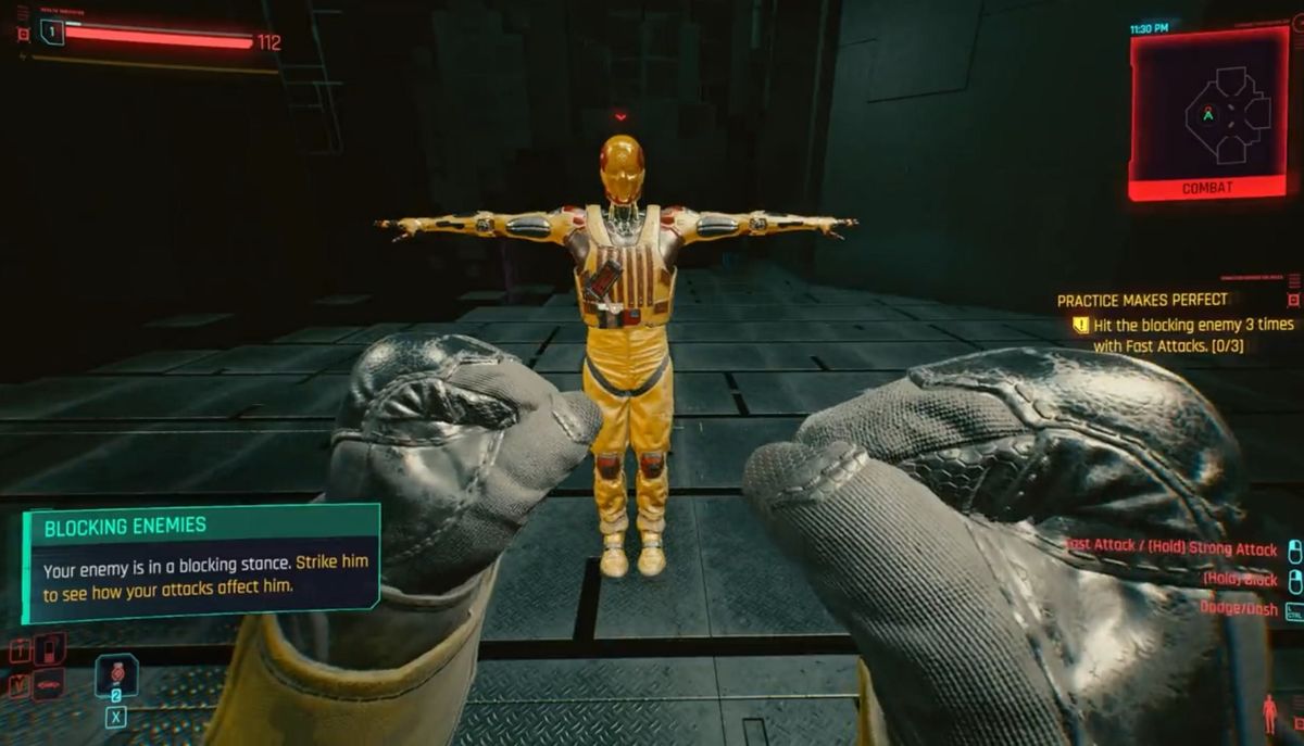 Cyberpunk 2077 screenshot: realistic, first-person, third-person, no outlines, realistic lighting (environment, character, combat)