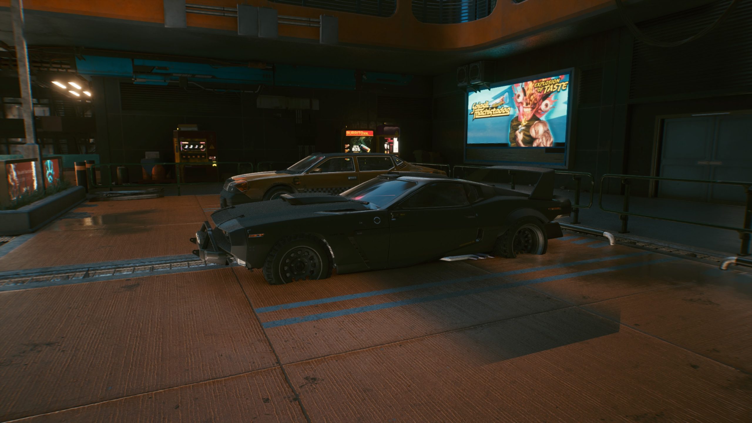 Cyberpunk 2077 screenshot: realistic, first-person, third-person, no outlines, realistic lighting (environment)