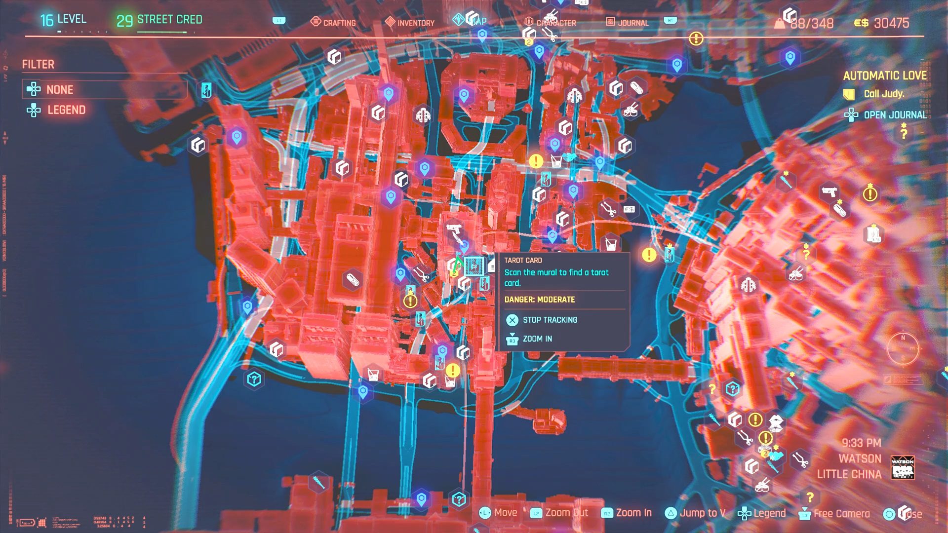 Cyberpunk 2077 screenshot: realistic, first-person, third-person, no outlines, realistic lighting (ui / menu)